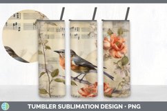 Vintage Nightingale Bird Tumbler | Sublimation 20 oz Skinny Product Image 2