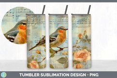 Vintage Nightingale Bird Tumbler | Sublimation 20 oz Skinny Product Image 3