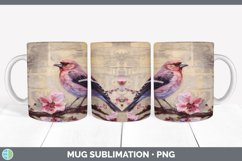 Vintage Purple Finch Bird Mug Wrap | Sublimation Coffee Cup Product Image 4