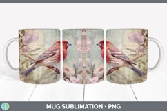 Vintage Purple Finch Bird Mug Wrap | Sublimation Coffee Cup Product Image 5