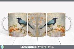 Vintage Starling Bird Mug Wrap | Sublimation Coffee Cup Desi Product Image 5