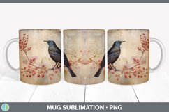 Vintage Starling Bird Mug Wrap | Sublimation Coffee Cup Desi Product Image 6
