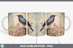 Vintage Starling Bird Mug Wrap | Sublimation Coffee Cup Desi Product Image 7
