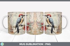 Vintage Woodpecker Bird Mug Wrap | Sublimation Coffee Cup De Product Image 2