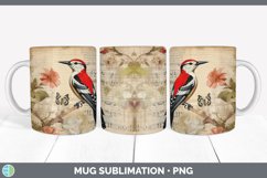Vintage Woodpecker Bird Mug Wrap | Sublimation Coffee Cup De Product Image 6