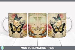 Vintage Butterflies Mug Wrap | Sublimation Coffee Cup Design Product Image 3