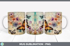 Vintage Butterflies Mug Wrap | Sublimation Coffee Cup Design Product Image 4
