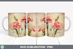 Vintage Carnation Flowers Mug Wrap | Sublimation Coffee Cup Product Image 3