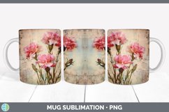 Vintage Carnation Flowers Mug Wrap | Sublimation Coffee Cup Product Image 4
