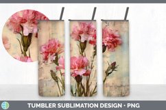 Vintage Carnation Flowers Tumbler | Sublimation 20 oz Skinny Product Image 4