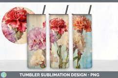 Vintage Carnation Flowers Tumbler | Sublimation 20 oz Skinny Product Image 5