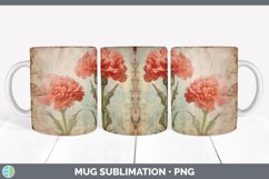 Vintage Carnation Flowers Mug Wrap | Sublimation Coffee Cup Product Image 6