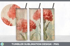 Vintage Carnation Flowers Tumbler | Sublimation 20 oz Skinny Product Image 6
