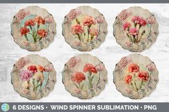 Vintage Carnation Flowers Wind Spinner | Sublimation Spinner Product Image 2