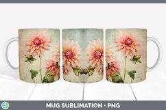 Vintage Dahlia Flowers Mug Wrap | Sublimation Coffee Cup Des Product Image 2