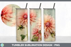 Vintage Dahlia Flowers Tumbler | Sublimation 20 oz Skinny Tu Product Image 2