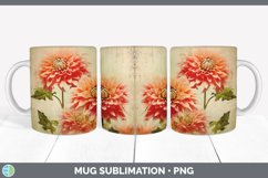 Vintage Dahlia Flowers Mug Wrap | Sublimation Coffee Cup Des Product Image 3