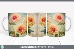 Vintage Dahlia Flowers Mug Wrap | Sublimation Coffee Cup Des Product Image 4