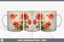 Vintage Dahlia Flowers Mug Wrap | Sublimation Coffee Cup Des Product Image 5