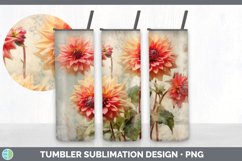 Vintage Dahlia Flowers Tumbler | Sublimation 20 oz Skinny Tu Product Image 5