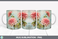 Vintage Dahlia Flowers Mug Wrap | Sublimation Coffee Cup Des Product Image 6