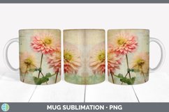 Vintage Dahlia Flowers Mug Wrap | Sublimation Coffee Cup Des Product Image 7
