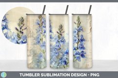 Vintage Delphinium Flowers Tumbler | Sublimation 20 oz Skinn Product Image 2