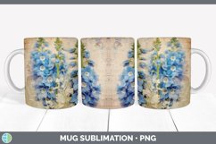 Vintage Delphinium Flowers Mug Wrap | Sublimation Coffee Cup Product Image 4