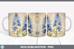 Vintage Delphinium Flowers Mug Wrap | Sublimation Coffee Cup Product Image 5