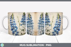 Vintage Delphinium Flowers Mug Wrap | Sublimation Coffee Cup Product Image 6