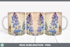 Vintage Delphinium Flowers Mug Wrap | Sublimation Coffee Cup Product Image 7