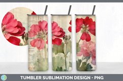 Vintage Geranium Flowers Tumbler | Sublimation 20 oz Skinny Product Image 3