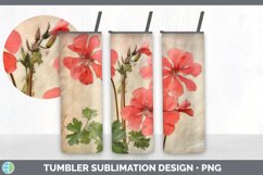 Vintage Geranium Flowers Tumbler | Sublimation 20 oz Skinny Product Image 4