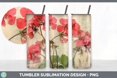Vintage Geranium Flowers Tumbler | Sublimation 20 oz Skinny Product Image 5