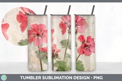 Vintage Geranium Flowers Tumbler | Sublimation 20 oz Skinny Product Image 6