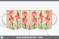 Vintage Gladiolus Flowers Mug Wrap | Sublimation Coffee Cup Product Image 1