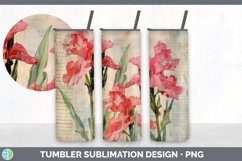 Vintage Gladiolus Flowers Tumbler | Sublimation 20 oz Skinny Product Image 5