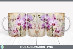 Vintage Orchid Flowers Mug Wrap | Sublimation Coffee Cup Des Product Image 3