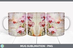Vintage Orchid Flowers Mug Wrap | Sublimation Coffee Cup Des Product Image 5