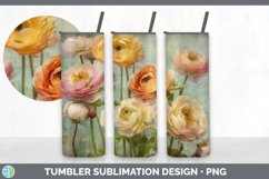 Vintage Ranunculus Flowers Tumbler | Sublimation 20 oz Skinn Product Image 2