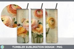 Vintage Ranunculus Flowers Tumbler | Sublimation 20 oz Skinn Product Image 3