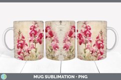 Vintage Snapdragon Flowers Mug Wrap | Sublimation Coffee Cup Product Image 1