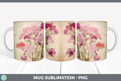 Vintage Sweet Pea Flowers Mug Wrap | Sublimation Coffee Cup Product Image 5