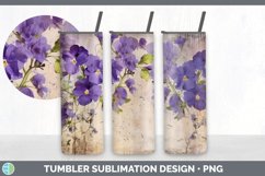 Vintage Violet Flowers Tumbler | Sublimation 20 oz Skinny Tu Product Image 3