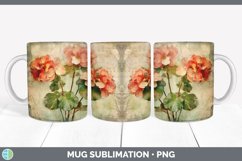 Vintage Begonia Flowers Mug Wrap | Sublimation Coffee Cup Product Image 3