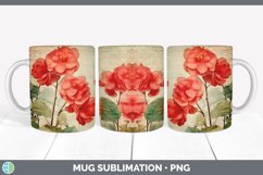 Vintage Begonia Flowers Mug Wrap | Sublimation Coffee Cup Product Image 6