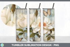 Vintage Camellia Flowers Tumbler | Sublimation 20 oz Skinny Product Image 1