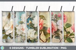 Vintage Camellia Flowers Tumbler | Sublimation 20 oz Skinny Product Image 1