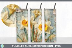 Vintage Daffodil Flowers Tumbler | Sublimation 20 oz Skinny Product Image 2