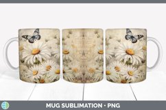Vintage Daisy Flowers Mug Wrap | Sublimation Coffee Cup Desi Product Image 2